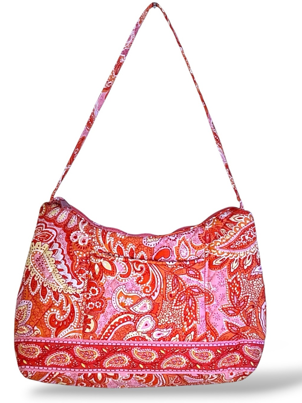 Vera Bradley Shoulder Bag Paisley Sherbet Vintage quilted cotton Pink Orange